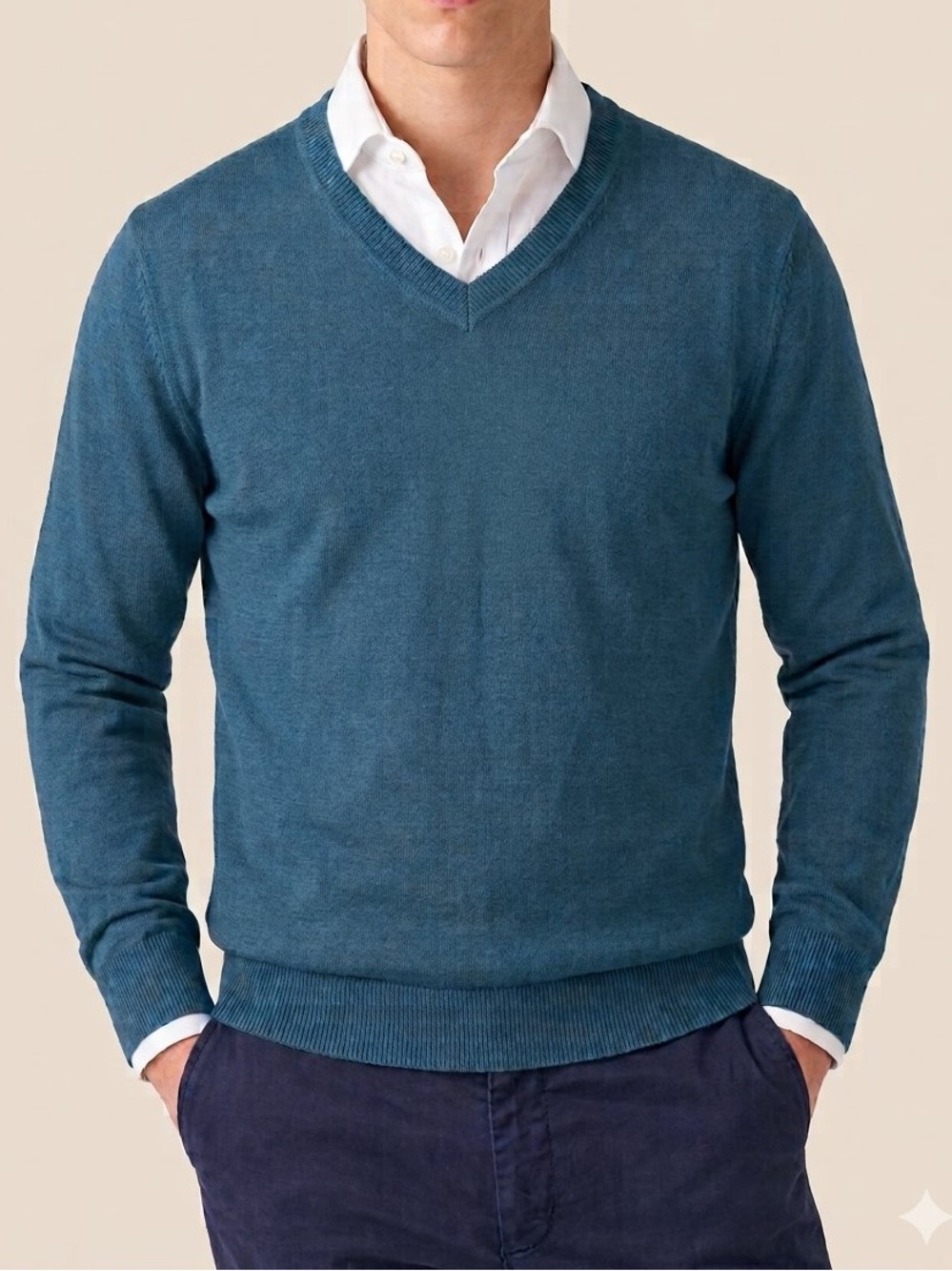 ALFANI Men's Extra Fine Merino Wool Blend V-Neck Sweater Dark Kale XL NWT